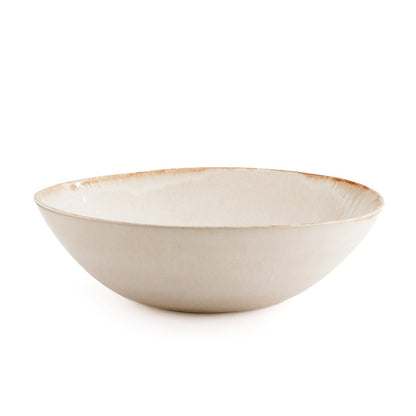 Stoneware serving bowl, white with gold – M
