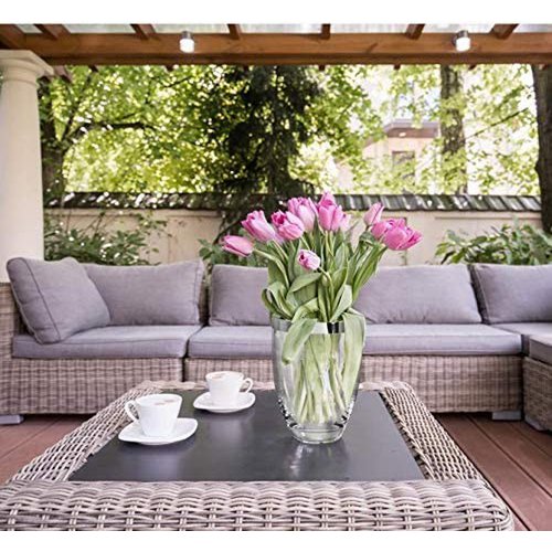 Håndpustet glasvase Charlotte, 20 cm - platinrand