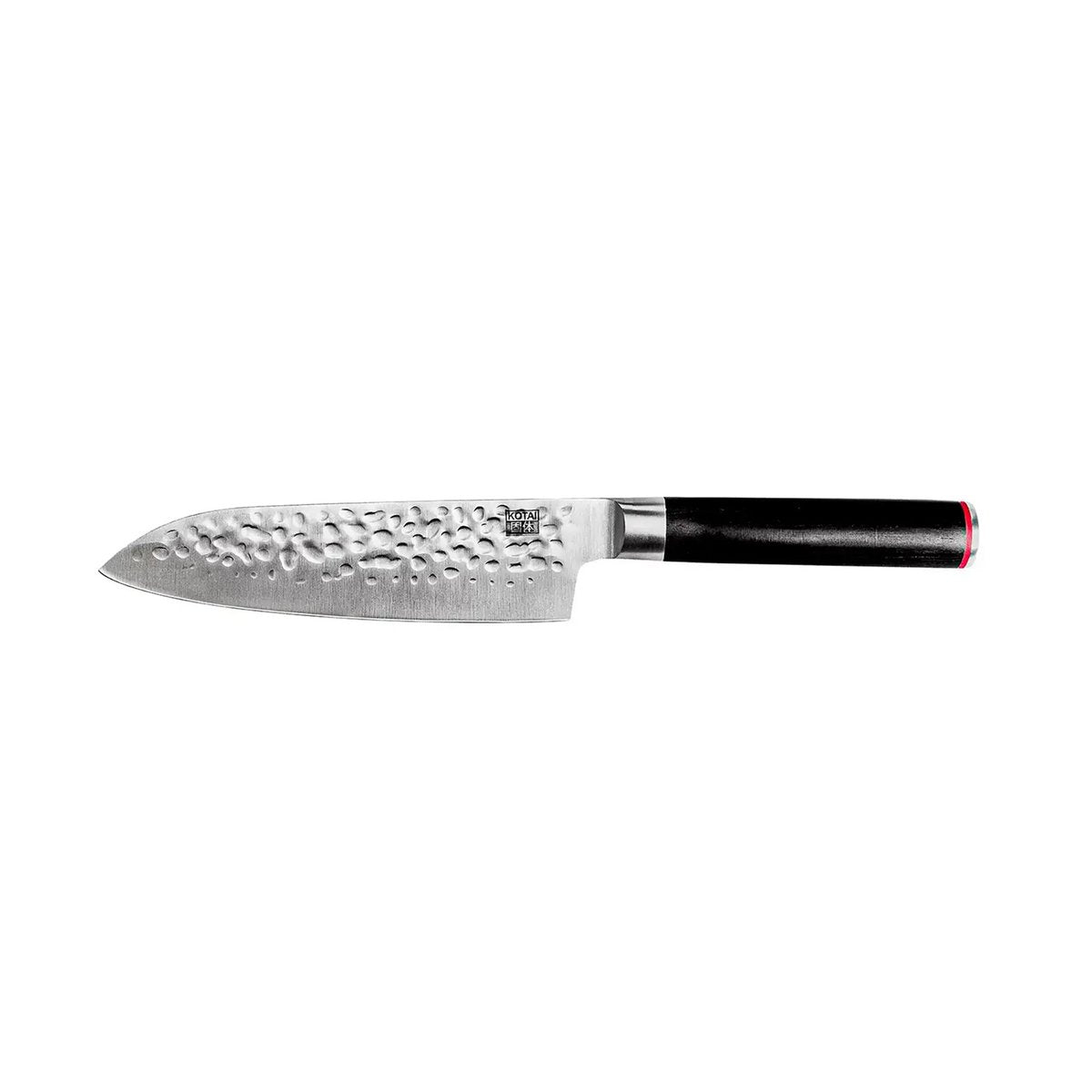 440C stål santoku kniv 180 mm - hamret blad med bambus saya