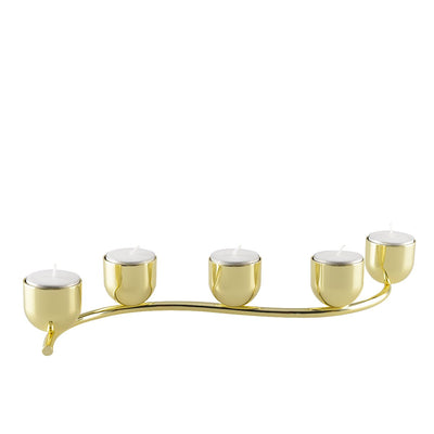 Snoet lysestage i guldfarvet metal - 33,5 cm