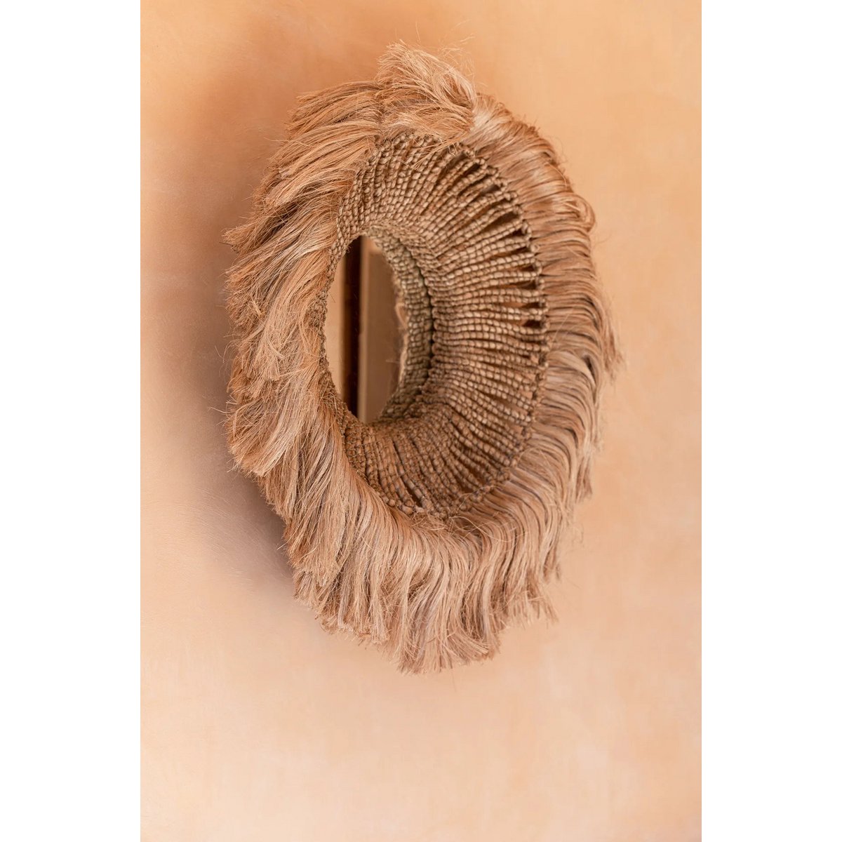 Grass mirror, abaca bowl-shaped, round, 85 cm - natural