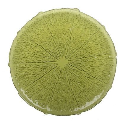 Glas middagstallerken, grøn - Lemon Zest