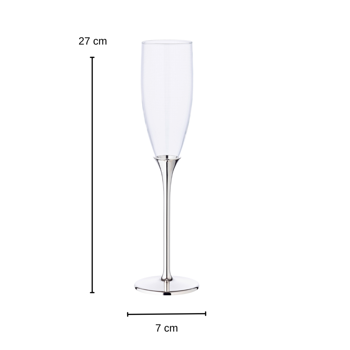 Zink Sektflötengläser 2er Set, 27 cm - versilbert
