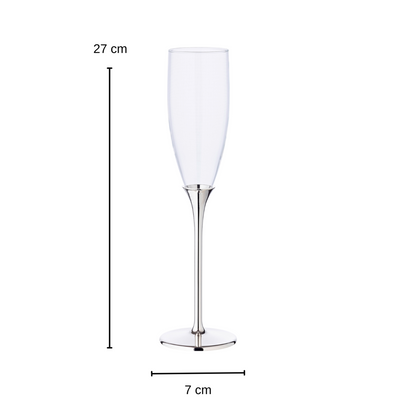 Zink Sektflötengläser 2er Set, 27 cm - versilbert