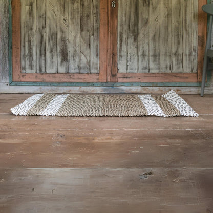 Seagrass striped rug 120×60 cm – beige and white
