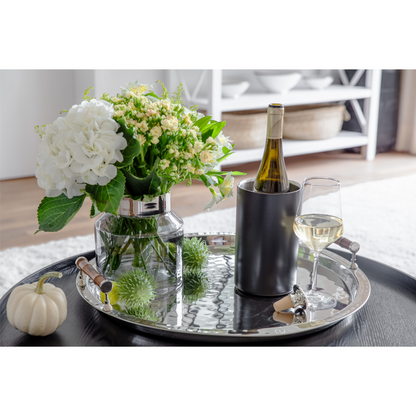 Crystal glass vase Gabi with platinum rim - 19 cm