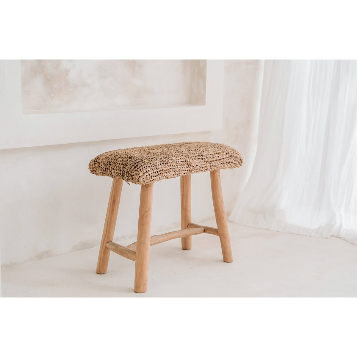 Raffiabank 60×28 cm – natur, hergestellt in Indonesien