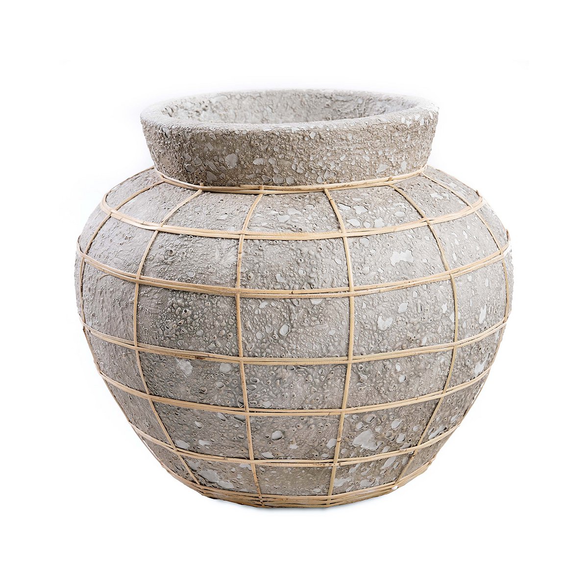 Terracotta-vase med rattan, naturlig grå, stor