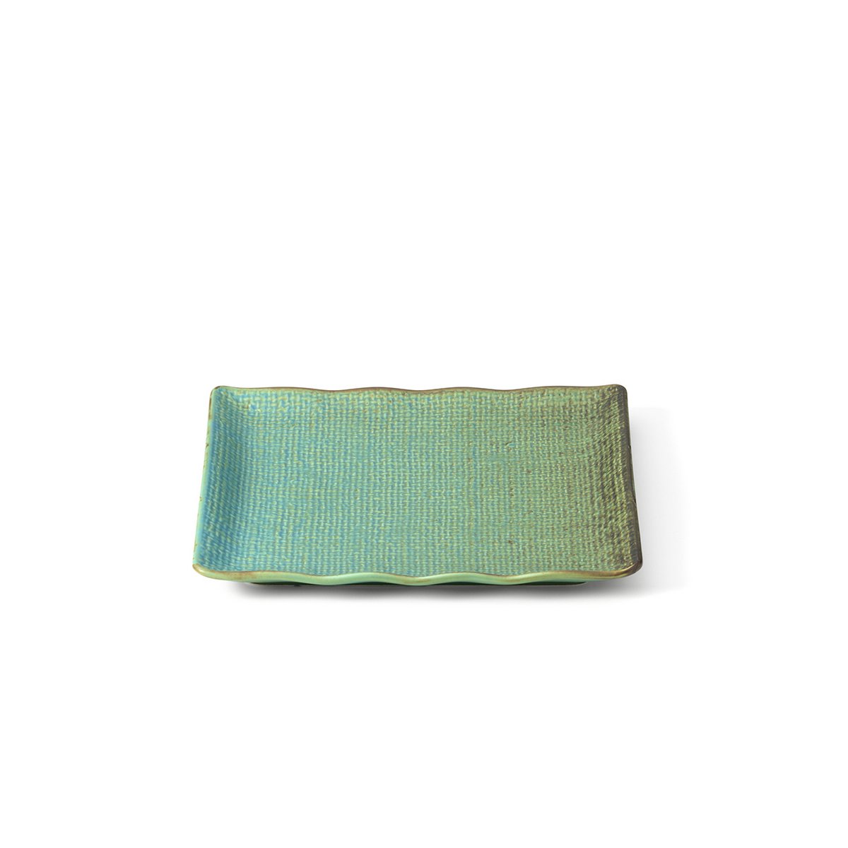 Ceramic square dinner plate, 20 cm - lagoon