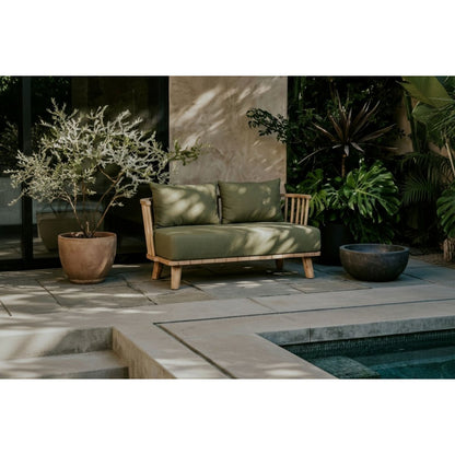 Malawi Zweisitzer-Sofa, Teakholz für draußen – waldgrün