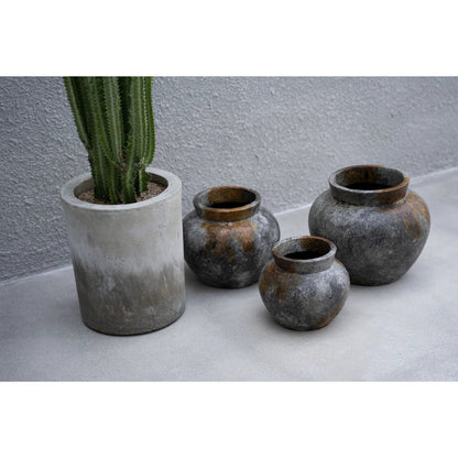 Terrakotta-Vase, rund – antikes Grau groß