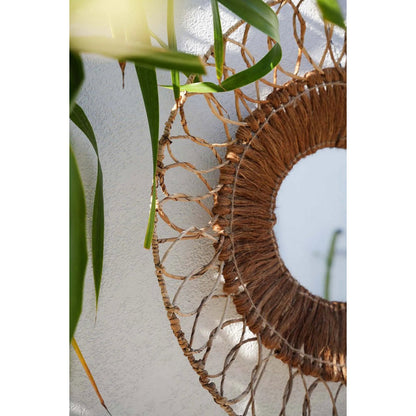 Coconut round mirror, beige - 80 cm