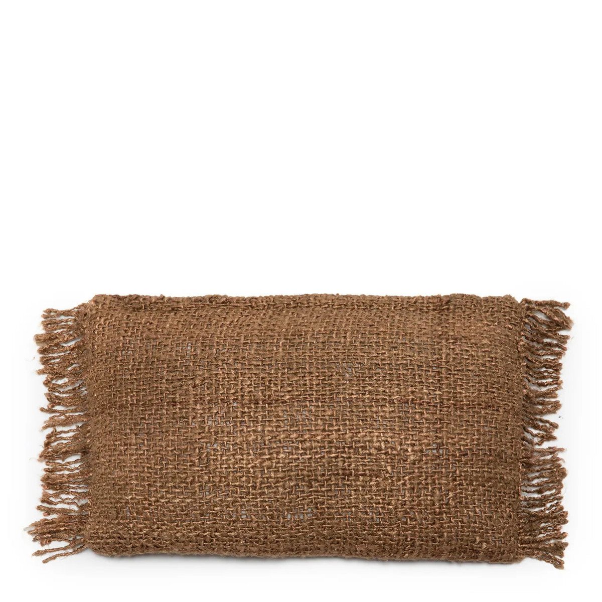 Håndfarvet bomulds lændepudebetræk, 30×50 cm - Brun