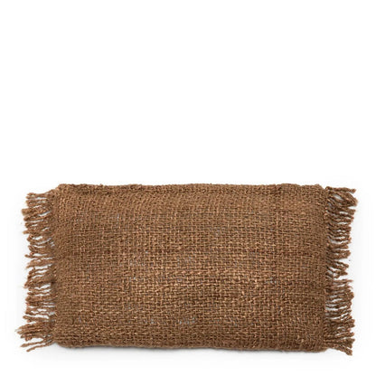 Håndfarvet bomulds lændepudebetræk, 30×50 cm - Brun