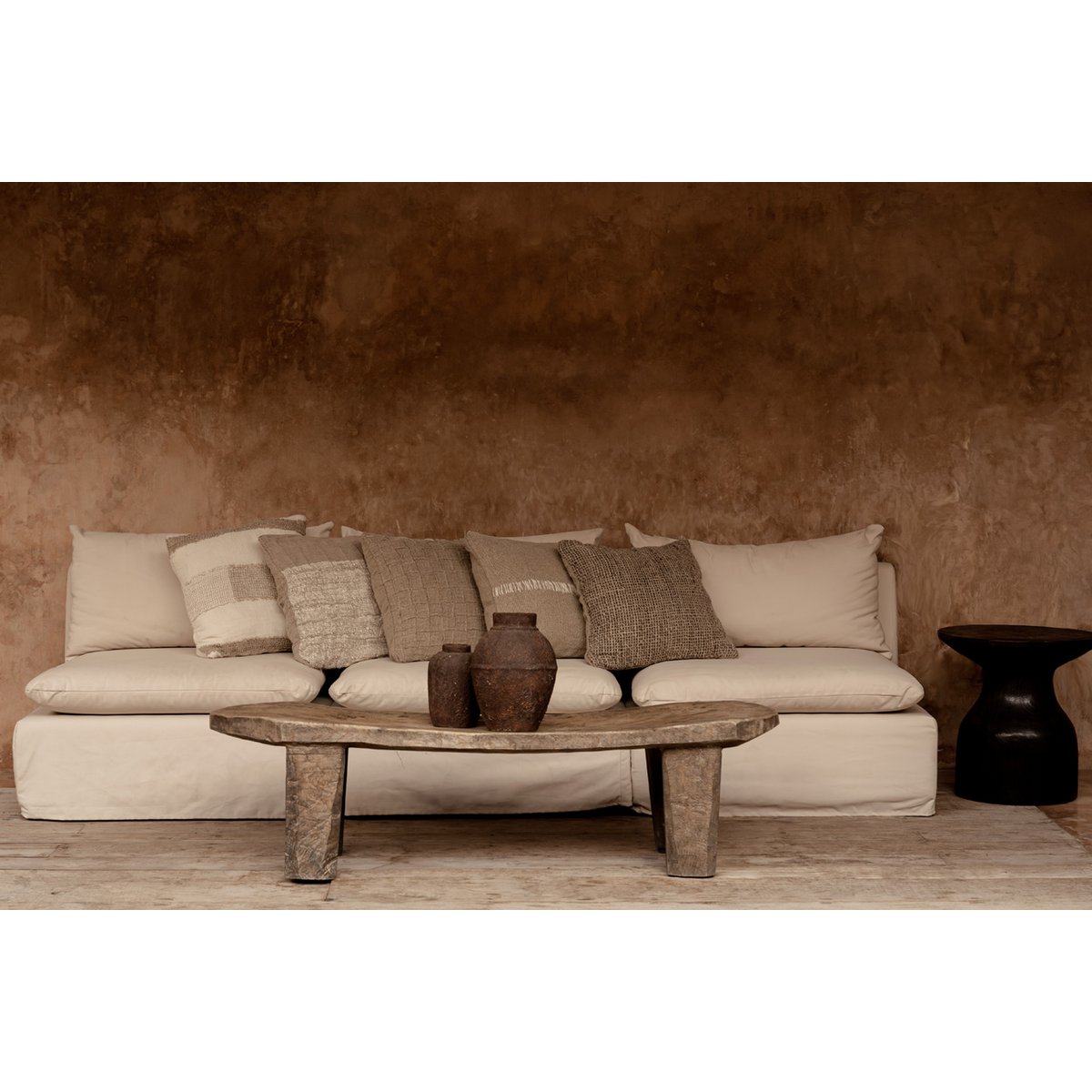 Linen cushion cover 50×50 – handmade, natural white
