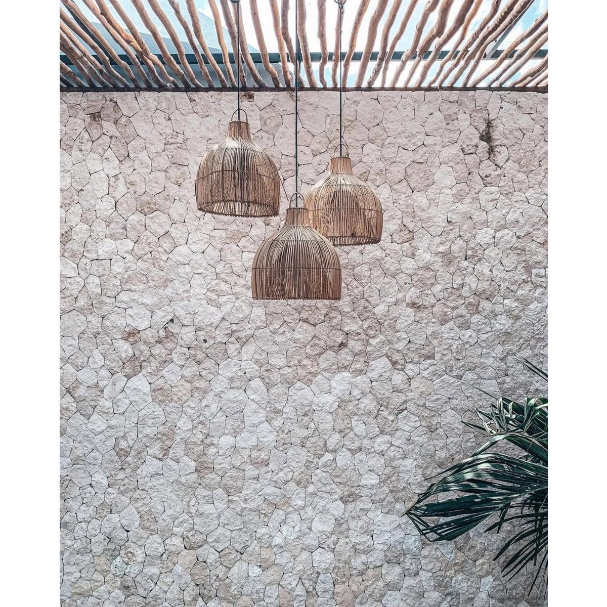 Rattan pendelskærm 50 cm - Hummerfælde, beige, kun skærm