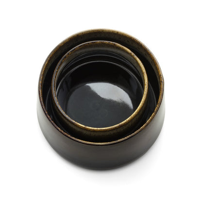 Keramikskål 16 cm × 8,7 cm - mørkebrun mudderglasur
