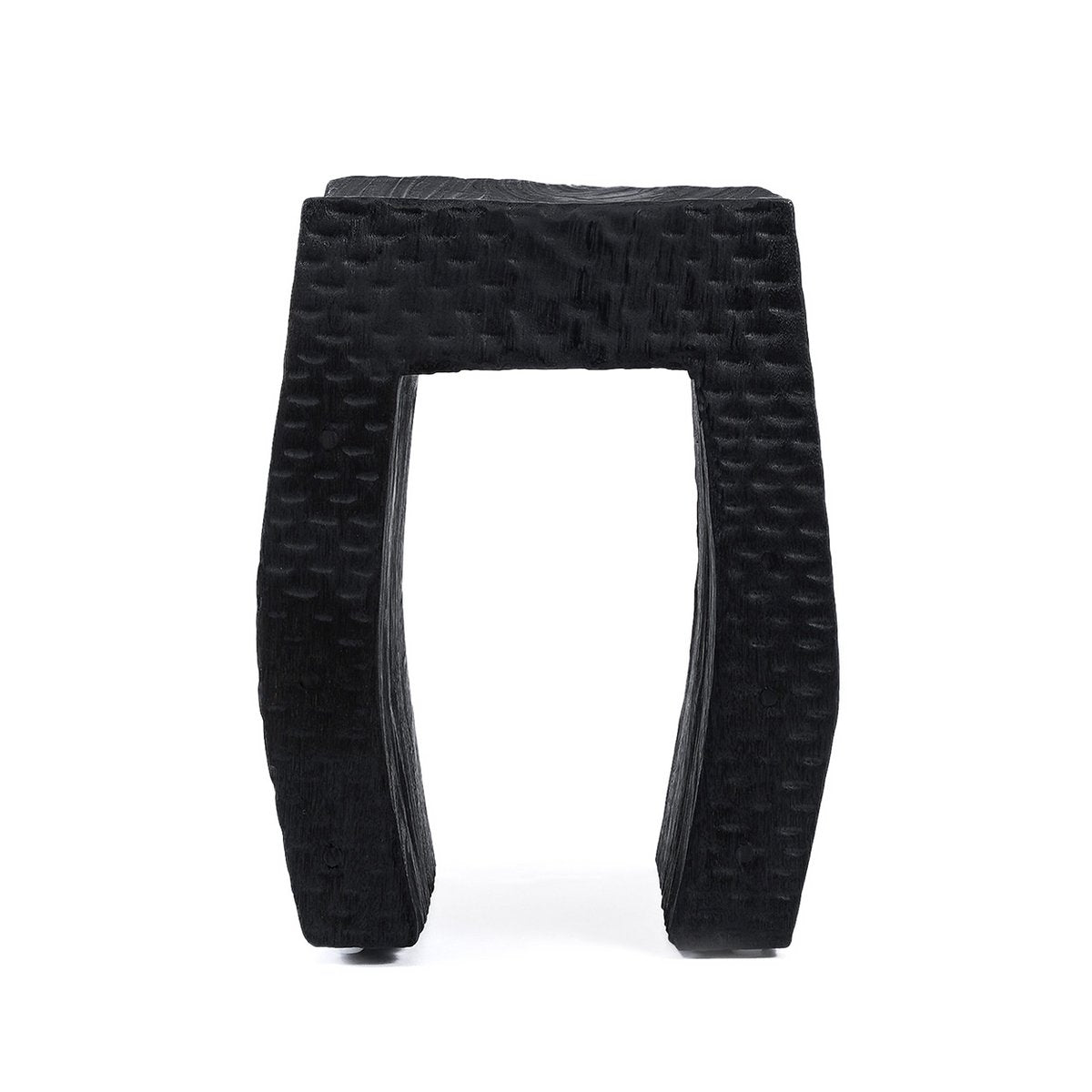 Træskammel 38×47 cm – sort finish, fremstillet i Indonesien