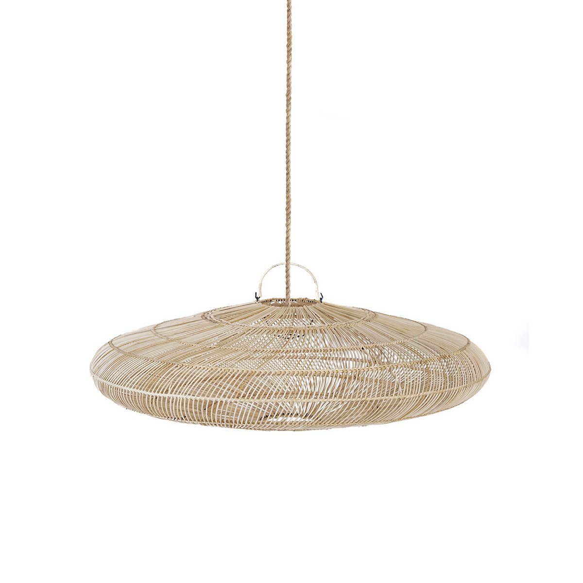 Rattan pendant shade 110 cm L - beige, ribbed weave