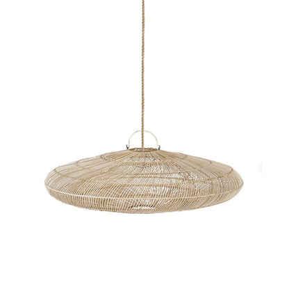 Rattan pendant shade 110 cm L - beige, ribbed weave