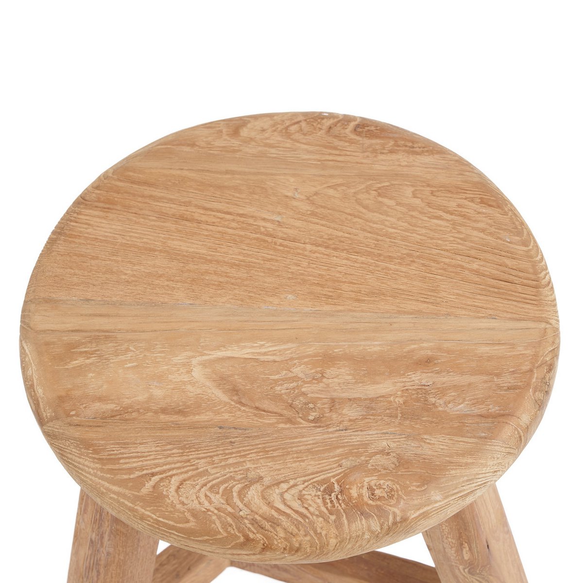 Teakholz Hocker, rustikal rund - Natur