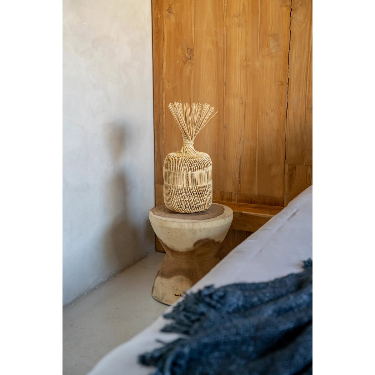 Rattan gulvlampeskærm 22 cm - Dumpling, beige, kun skærm
