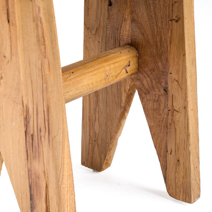 Teakhocker mit stabilen Beinen - 40 cm