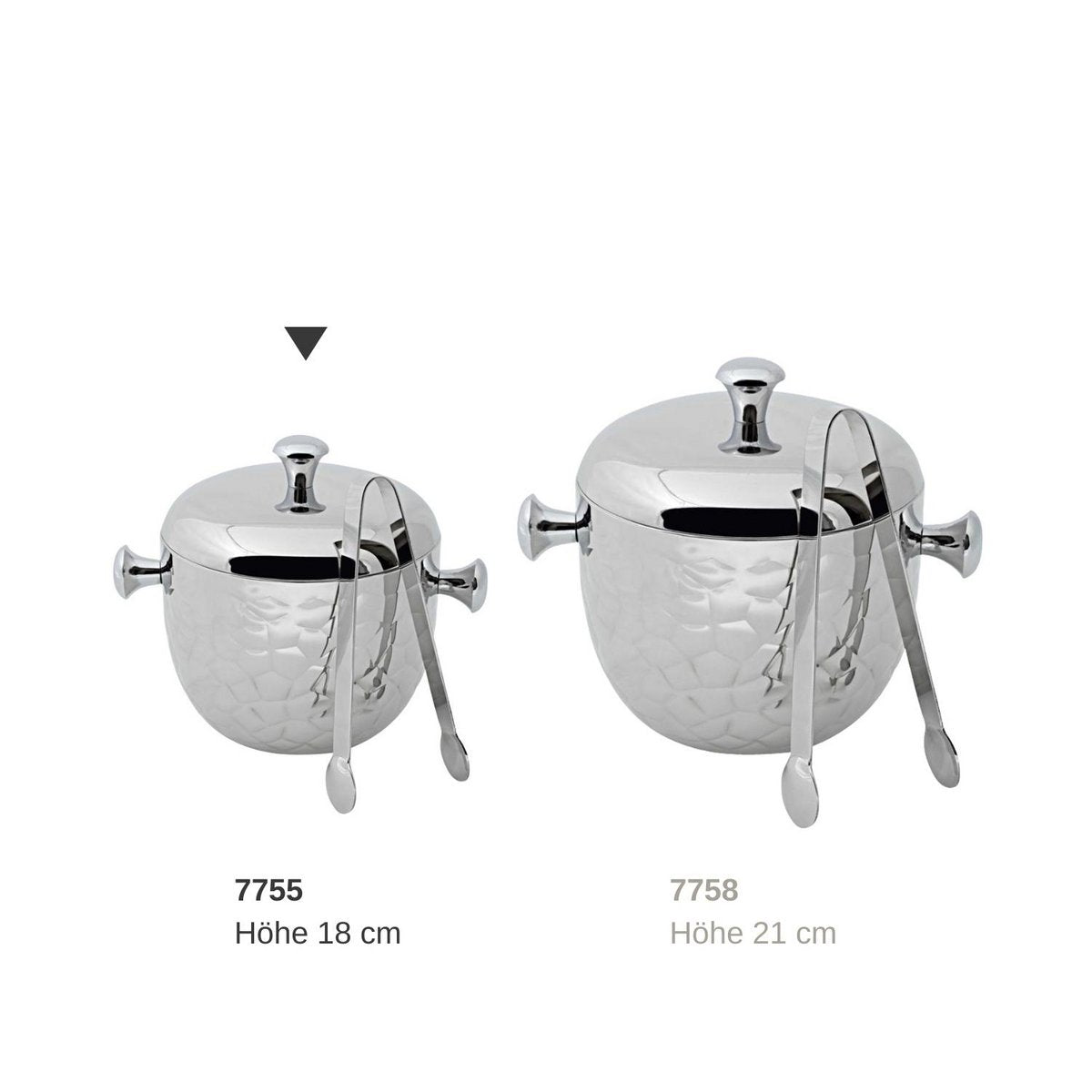 Steel ice bucket Rico, 18 cm – with lid and tongs
