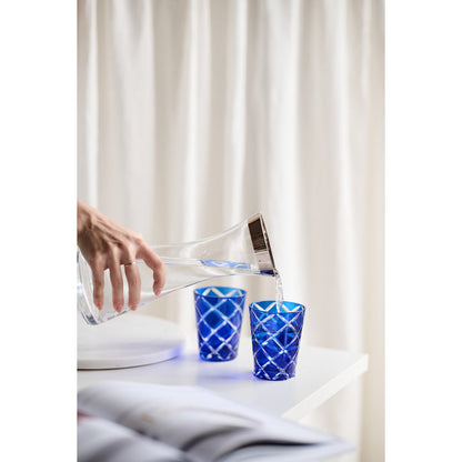 Handgeschliffene Dio-Gläser, blau & rot, 4er-Set - 10 cm