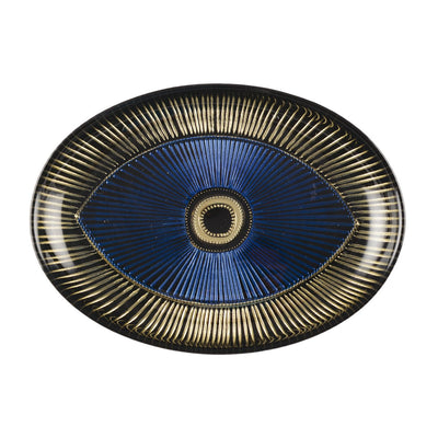 Glasschale, oval, mit Golddekor, 22×15,5 cm