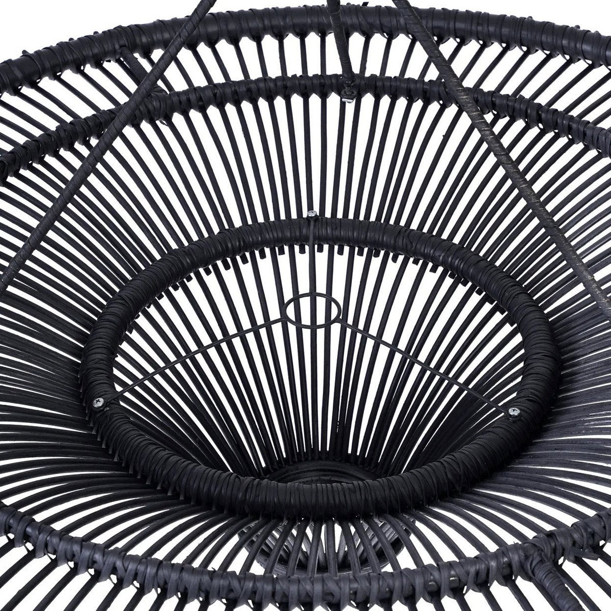 Black rattan sky pendant light XL - open-weave shade