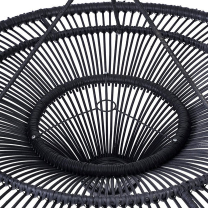 Black rattan sky pendant light XL - open-weave shade