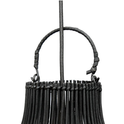 Sort pendelskærm af rattan, 50 cm - håndvævet