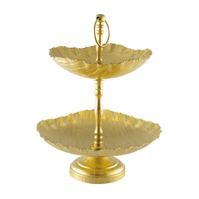 Goldfarbener Etageren-Kuchenständer, zweistöckig - 31 cm