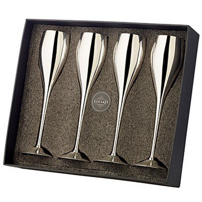 Messing Champagnergläser im 4er-Set, 23 cm – versilbert