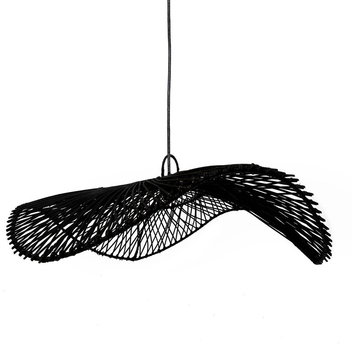 Sort rattan hat pendelskærm 75 cm - Chapeau
