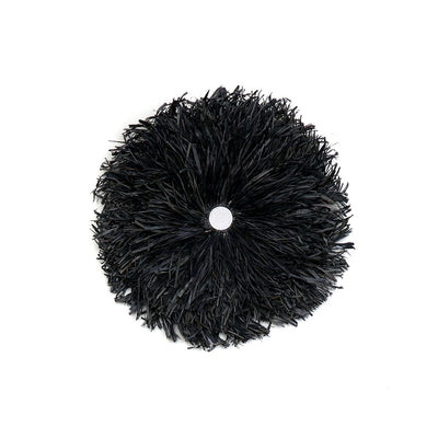 Raffia vægcirkel, sort, 50 cm - flettet