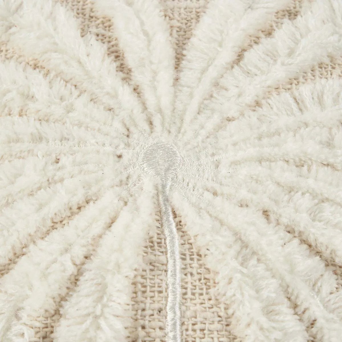 Cotton and raffia cushion cover, 50×50 cm - Natural white