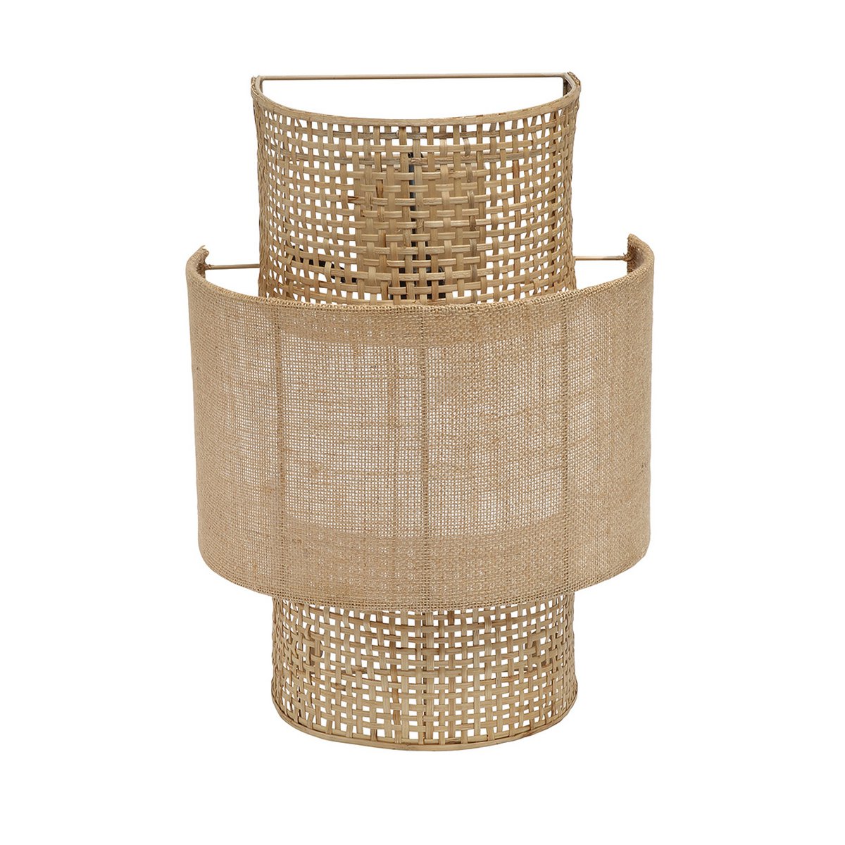 Rattan væglampe, 41 cm - naturlig jute og flet