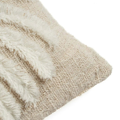 Cotton and raffia cushion cover, 50×50 cm - Natural white