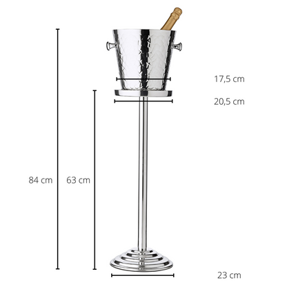 Champagnekøler med stativ, rustfrit stål - 83 cm høj