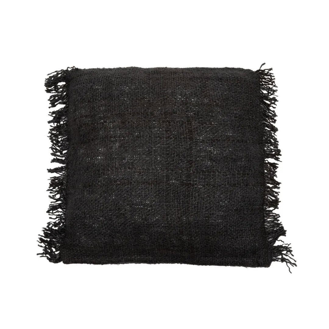 Handgefärbter Baumwollkissenbezug, schwarz - 60×60cm