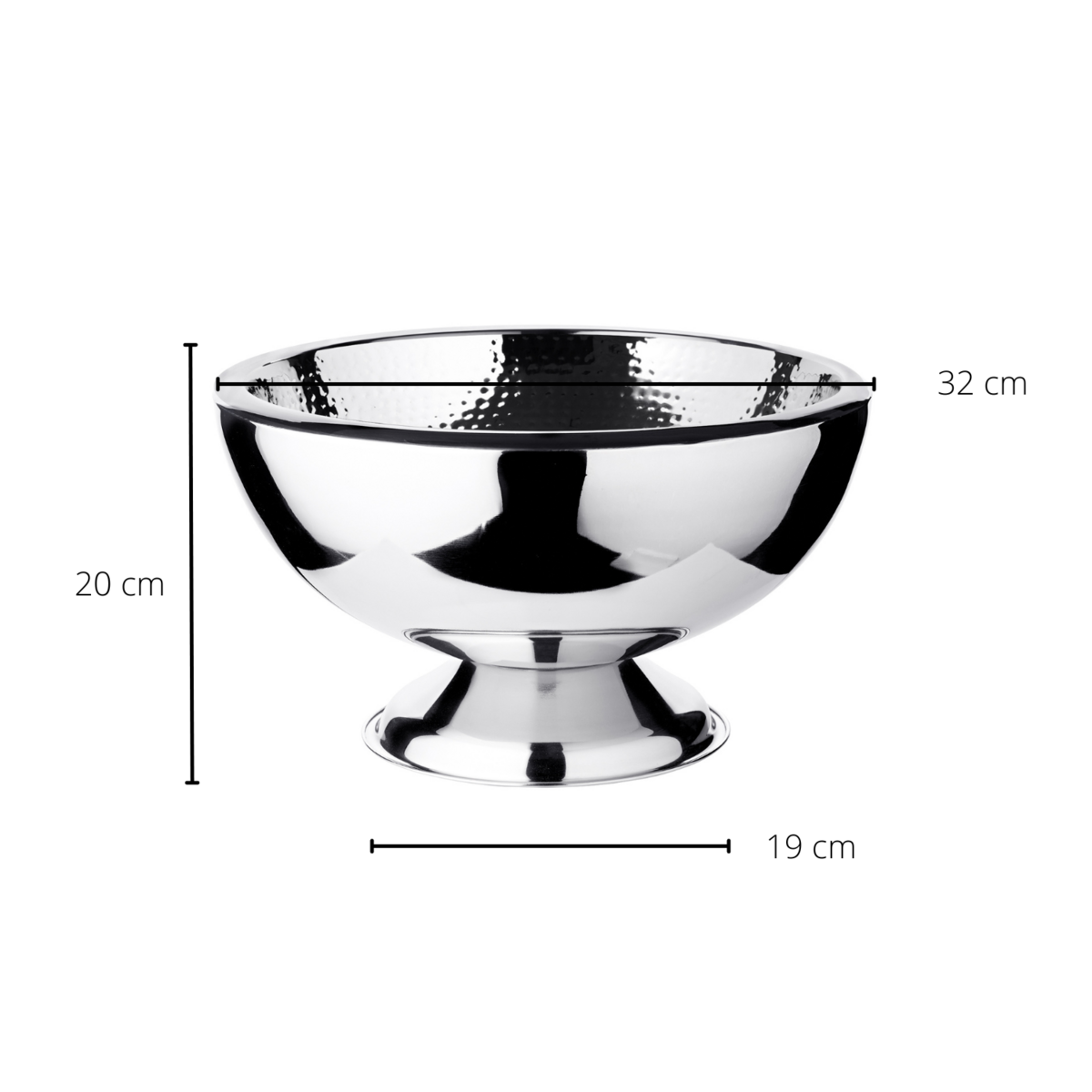 Flaskekøler i rustfrit stål Cadiz, hamret – 32 cm