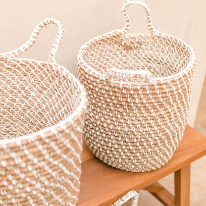 Jute & cotton round laundry basket M – 30 × 34 cm