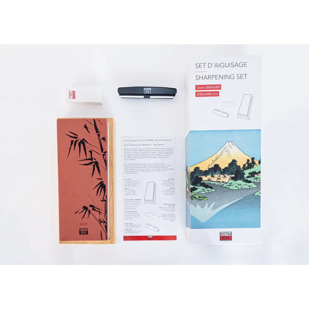 Whetstone 2000/6000 grit with bamboo base and angle guide