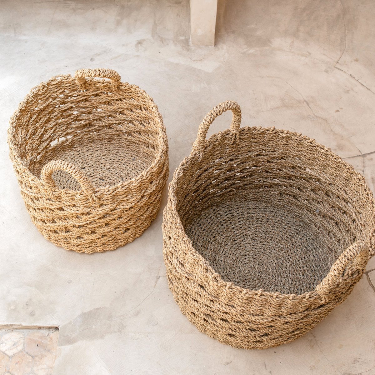 Seegras-Aufbewahrungskorb 38 cm - beige, M