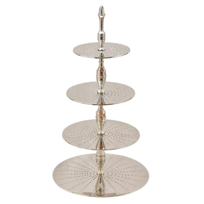 Silberner 4-stöckiger Tortenständer, 73cm – Edelstahl