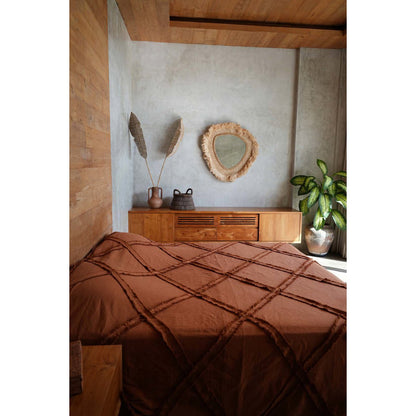 Cotton bed throw 300×240 cm – terracotta, Berber pattern
