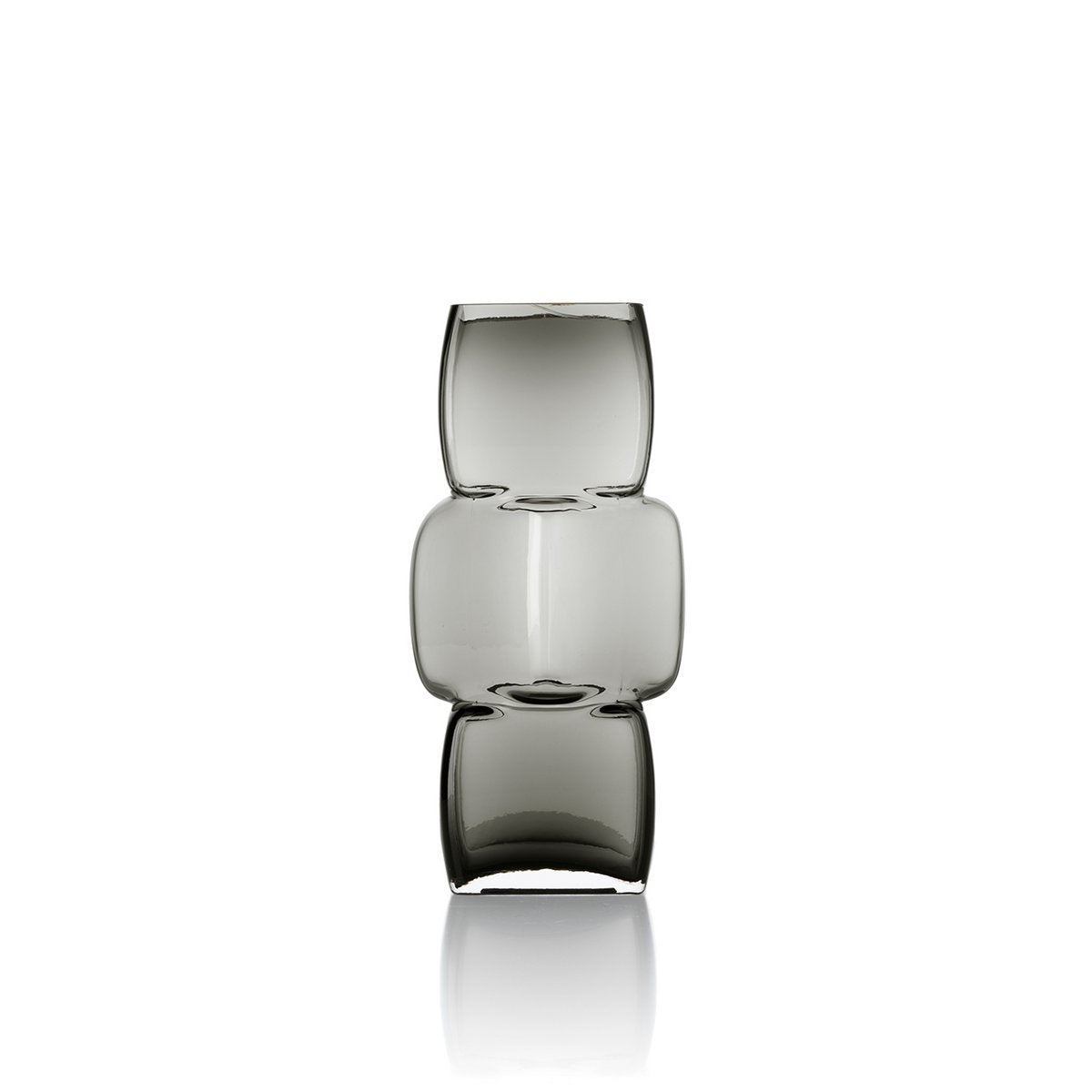 Dark grey glass vase, cuboid - M