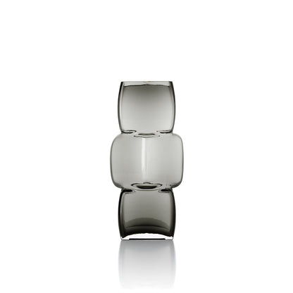 Dark grey glass vase, cuboid - M